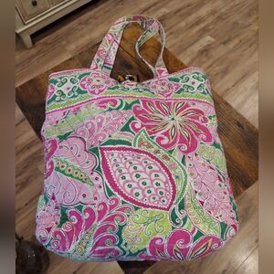 VINTAGE VERA BRADLEY Quilted Floral Pink Petal Bucket Tote Bag Purse *RETIRED*